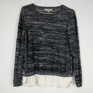 Loft Heathered Long Sleeve Sweater Blouse Hem